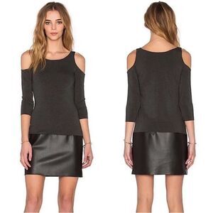 Bailey 44 Bernard Cold Shoulder Drop Waist Faux Leather Dress Black XS